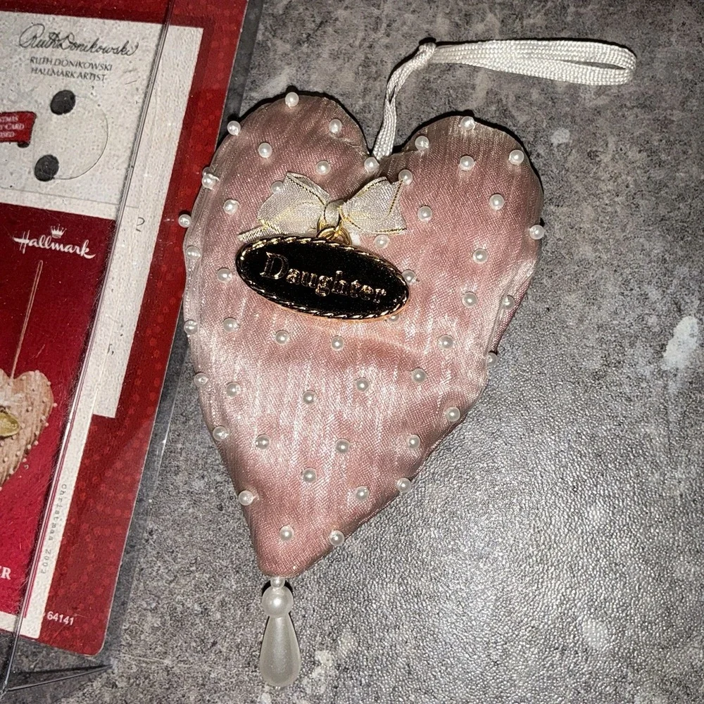 2002 Hallmark Daughter Heart Fabric & Beads Christmas Tree Ornament New Plush